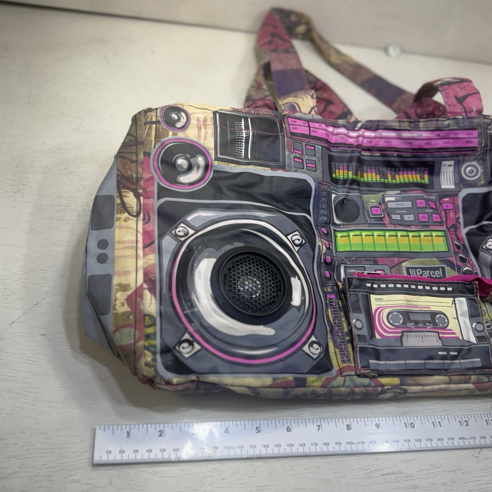 Vintage Parcel Loop NYC old-school Boombox Cassette Tote bag Graffiti Pink