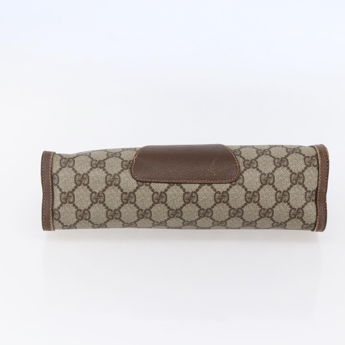 GUCCI GG Supreme Web Sherry Line Clutch Bag PVC Beige Red 156 01 033 Auth 146257