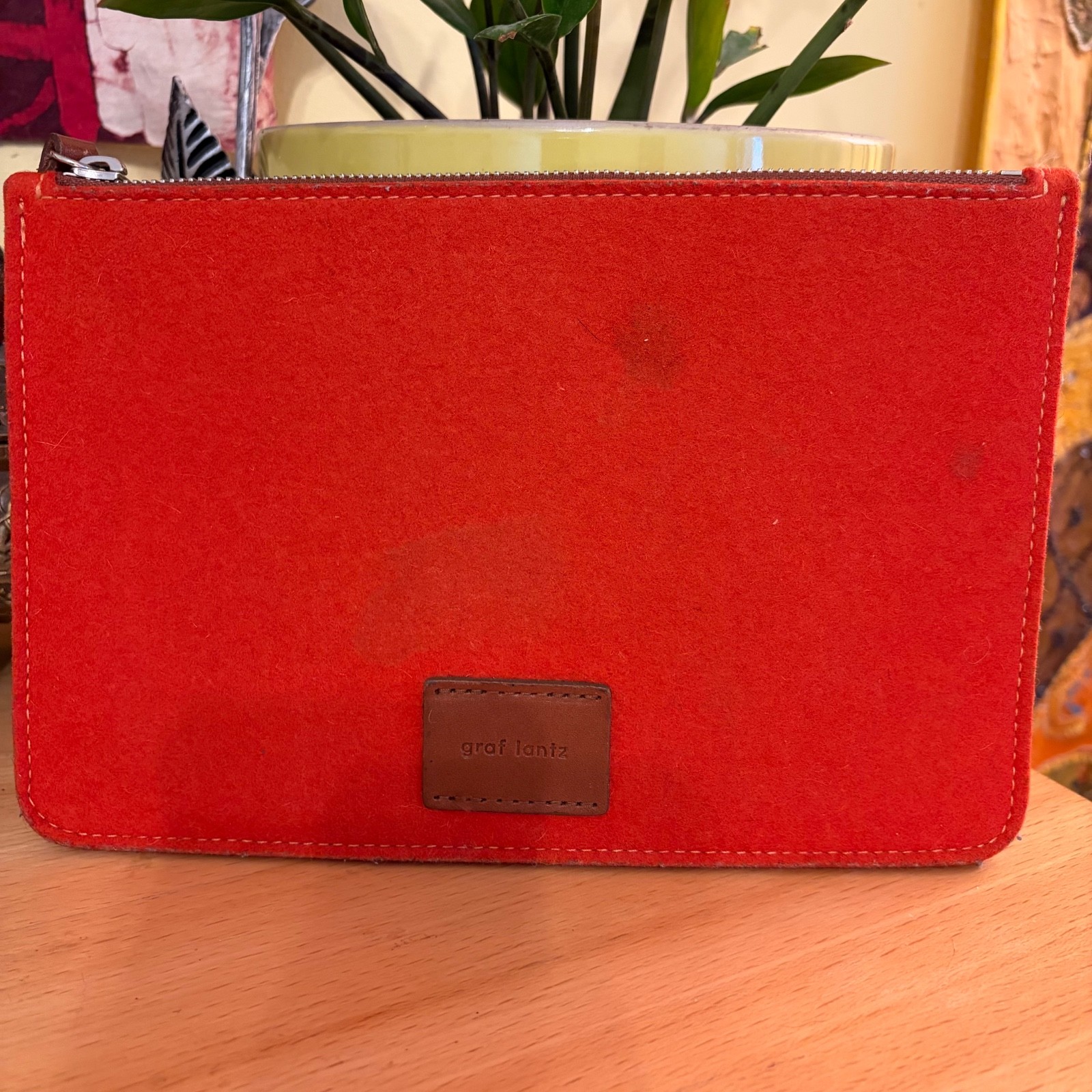 Graf & Lantz Felted Wool Flat Pouch Red Nordic Minimalist Scandinavian Neutral