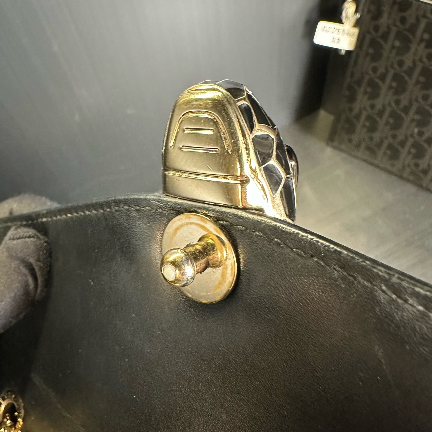 Christian Dior Small Vibe Bowling Calfskin Bag Black White