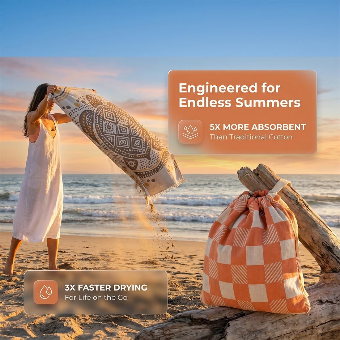 2026 New 2 In 1 Convertible Towel Bag Backpack – Oversized Sand Free Microfiber