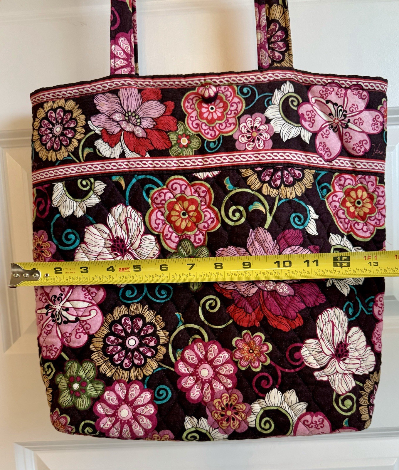 Vera Bradley Purse Super Tote Shoulder Bag Mod Floral Pink Quilted Cotton