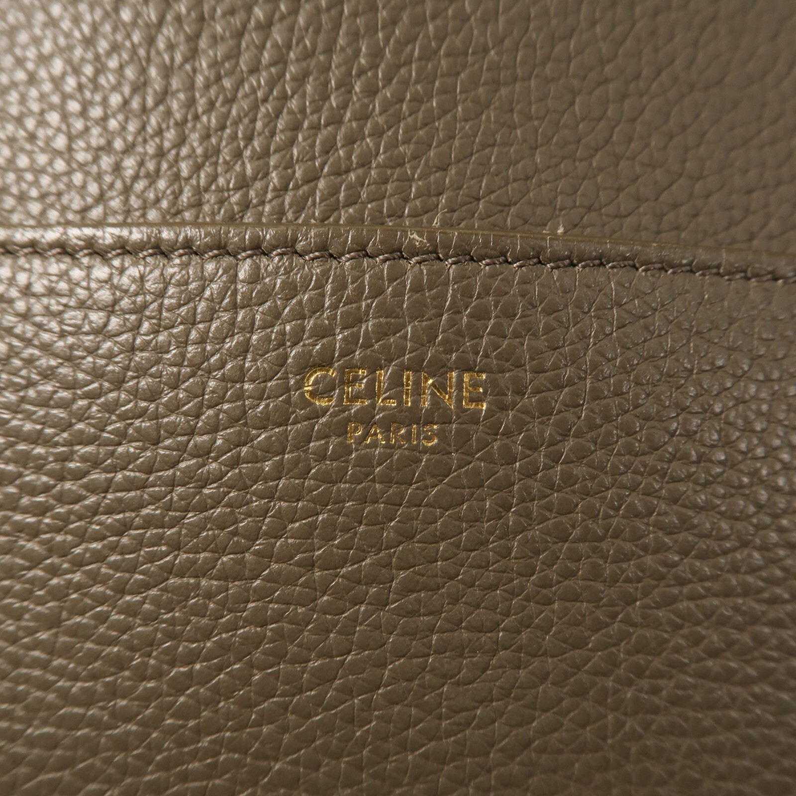 CELINE GHW Sangle Bucket Large Shoulder Bag Calfskin Leather Grey