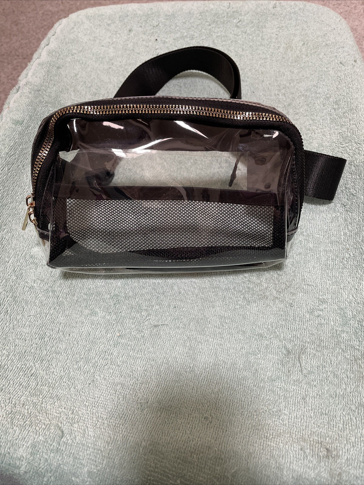 Clear Fanny Pack Black And Clear Adjustable About 8 In X 4 In New No Tags