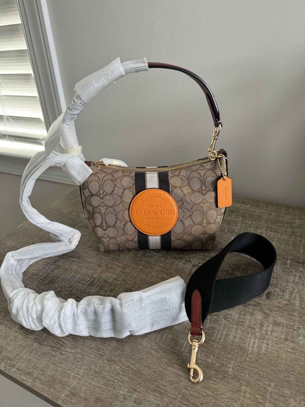 NWT Coach Dempsey Shoulder Bag in Signature Jacquard with Stripe and Patch 5483