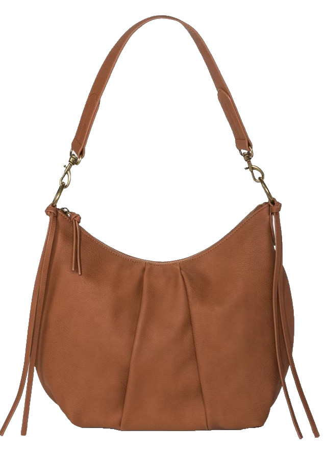 Universal Thread Hobo Handbag Purse Faux Leather Zip Closure w/ Box Pleat,Brown