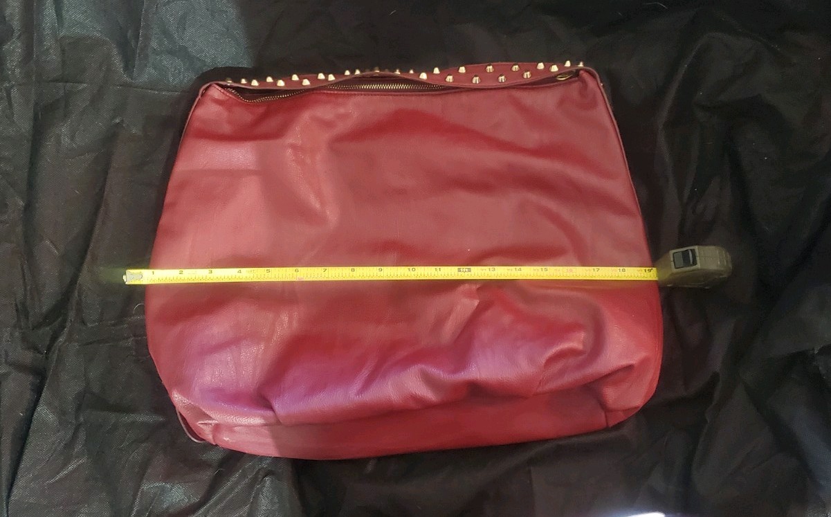 XLarge Red faux Leather Rampage Shoulder Bag Purse With Gold Studs 19X14