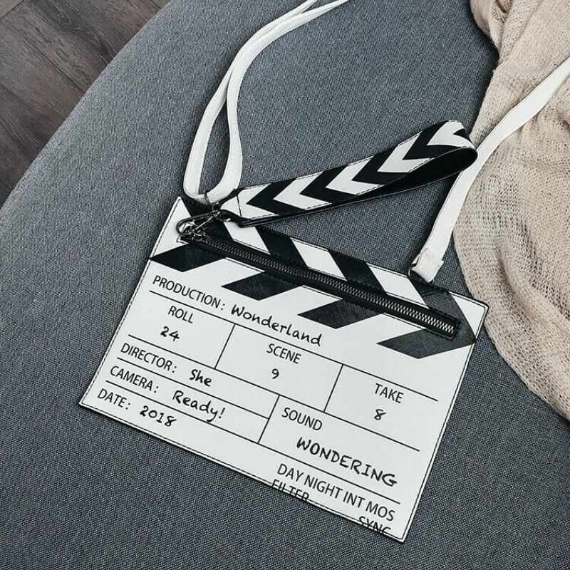 Movie Table Clapper Board Shoulder Bag Scene Film Zipper Handbag Purse Trench