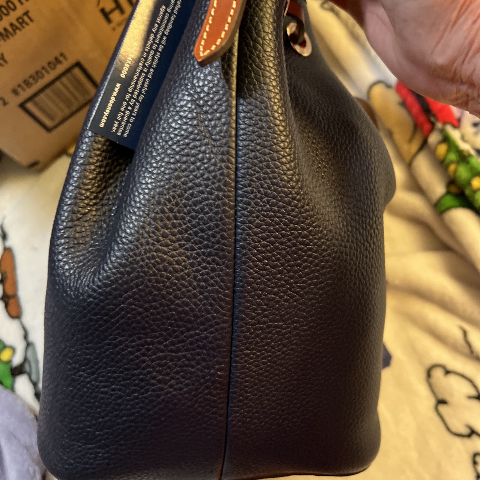 Dooney & Bourke Pebble Grain Tasha Drawstring Shoulder Bag Midnight Blue NWTS