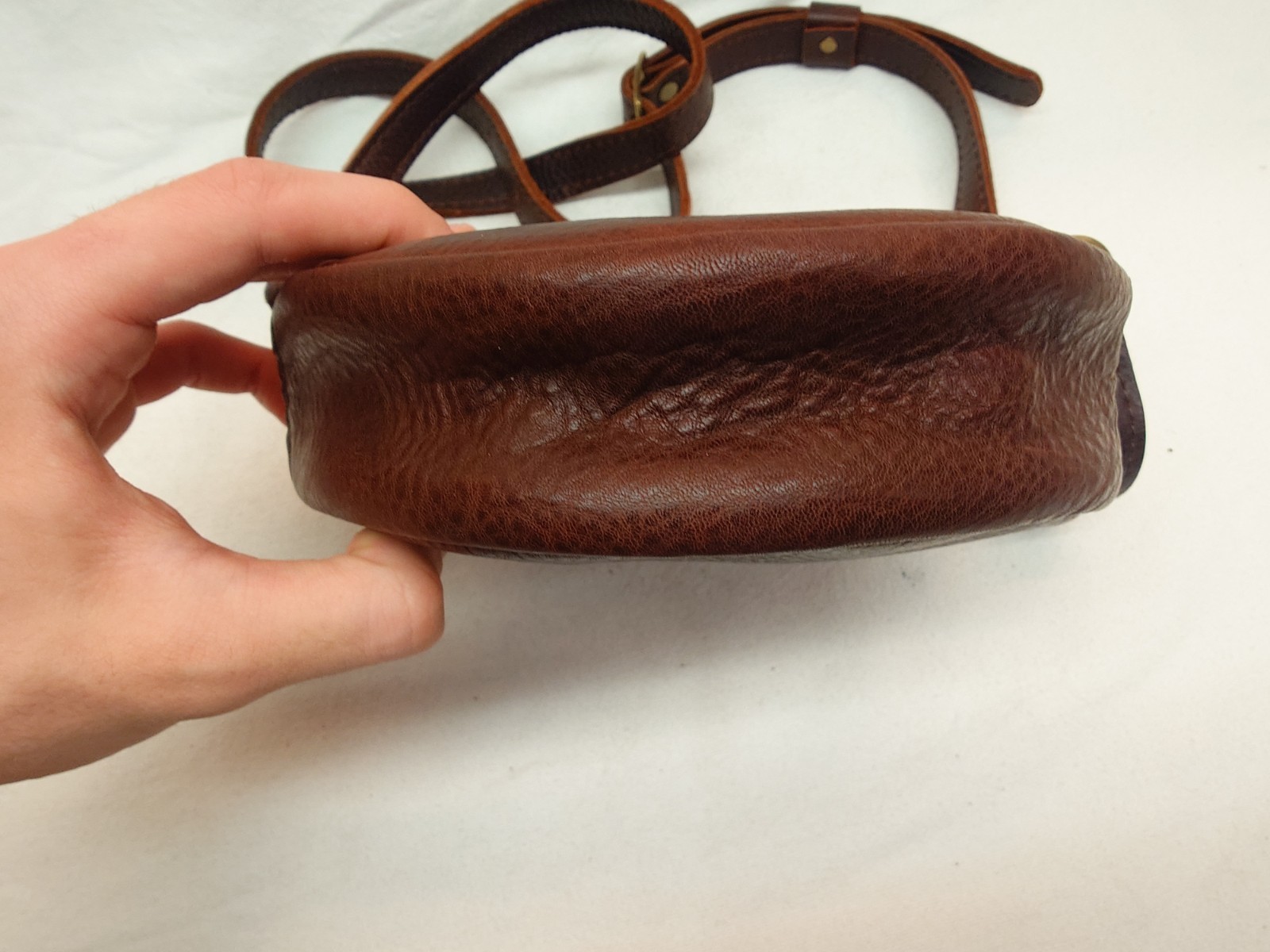 Portland Leather Small Circle Crossbody Brown Nutmeg Women’s Purse Bag