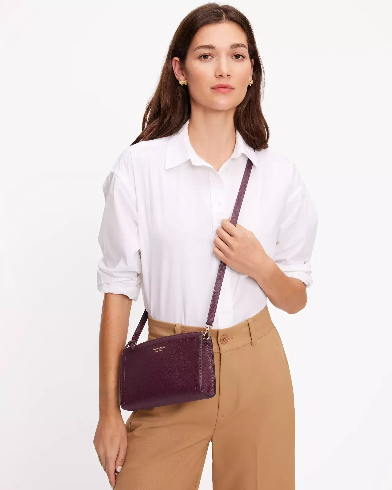 Kate Spade Knott Small Crossbody Bag Deep Cherry Leather Purse K6554 NWT $198