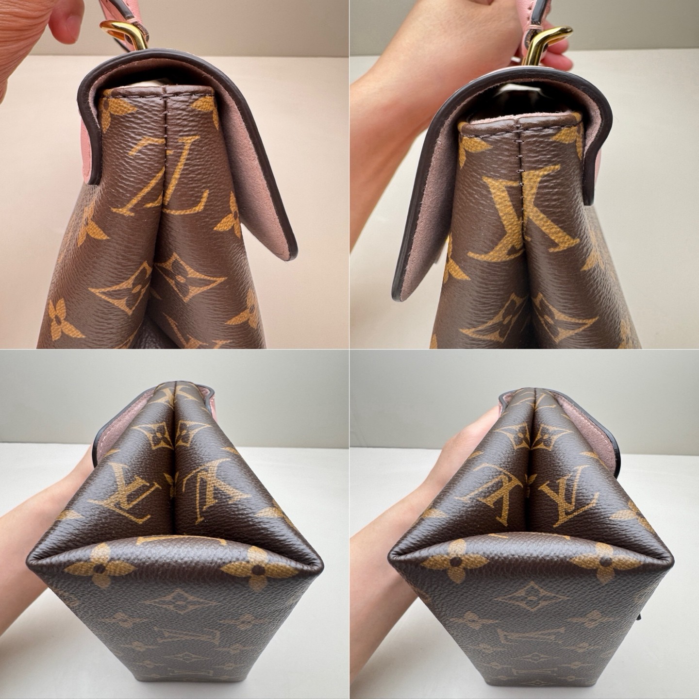 Louis Vuitton Locky BB Monogram Pink Leather Crossbody Detachable Strap Gold HW