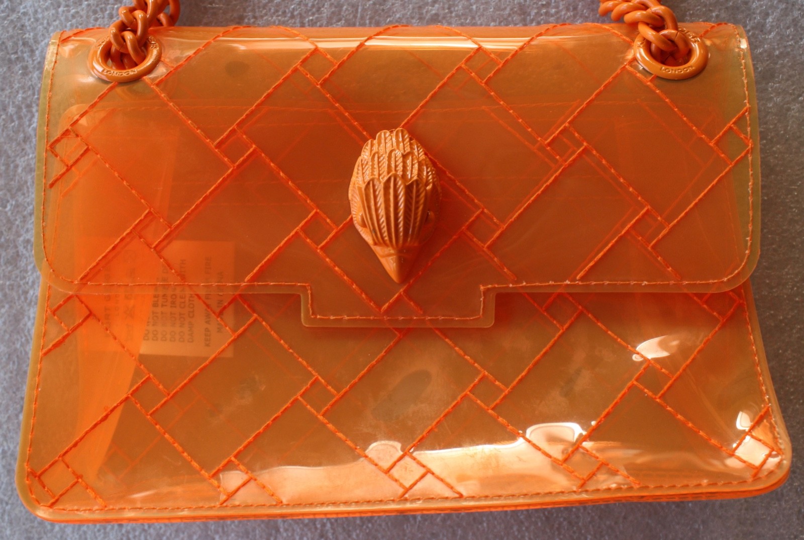 Kurt Geiger Mini Vinyl Kensington Drench Purse – Orange – Includes Dust Bag