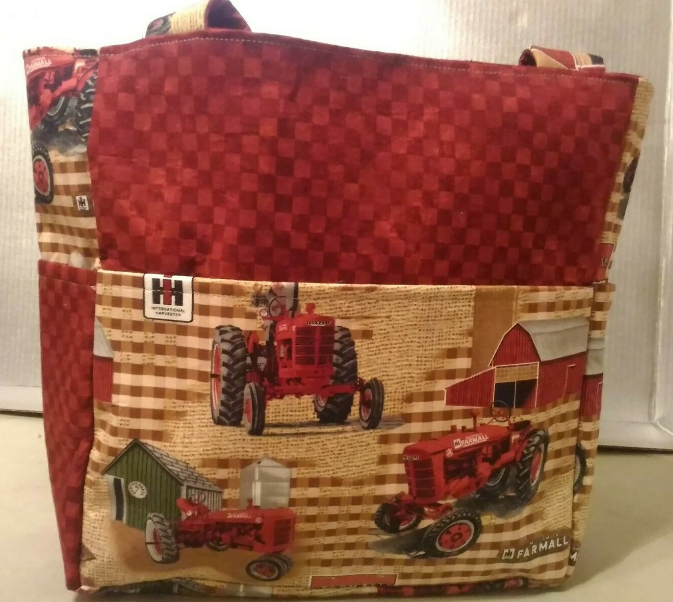 Farmall Tractor Country Barn Farming Hay Field Purse/Project Bag Handmade 12×12