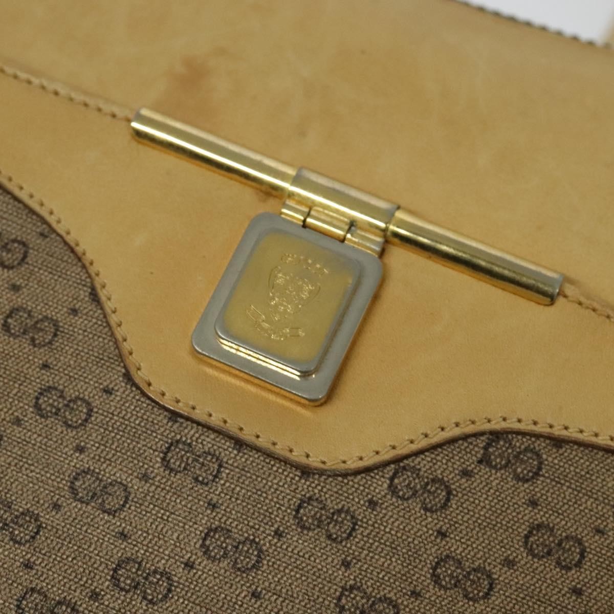 GUCCI Micro GG Supreme Shoulder Bag PVC Beige Gold Auth sw596
