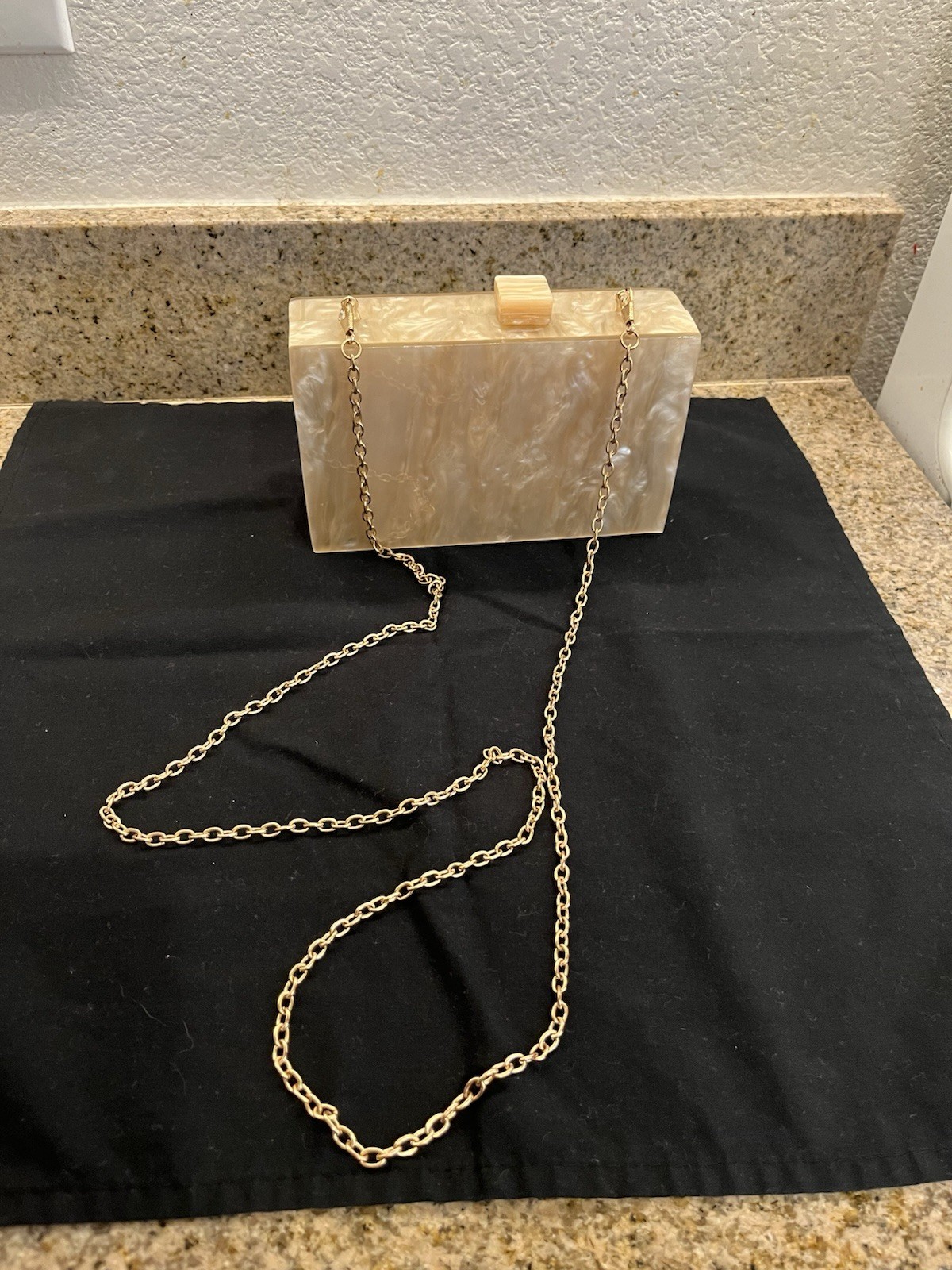 Acrylic Evening Purse Clutch With Chain AS IS