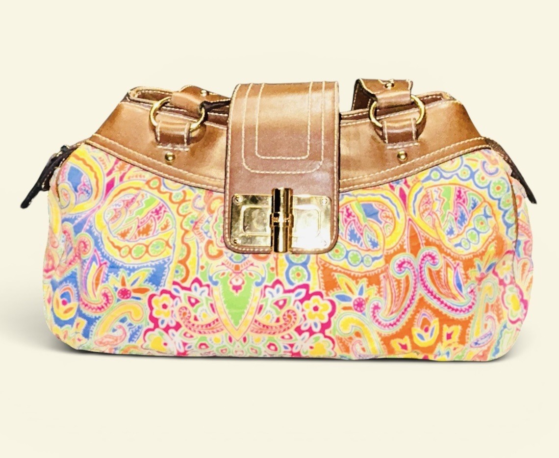 Chaps Paisley Multicolor medium Shoulder Purse w/buckle