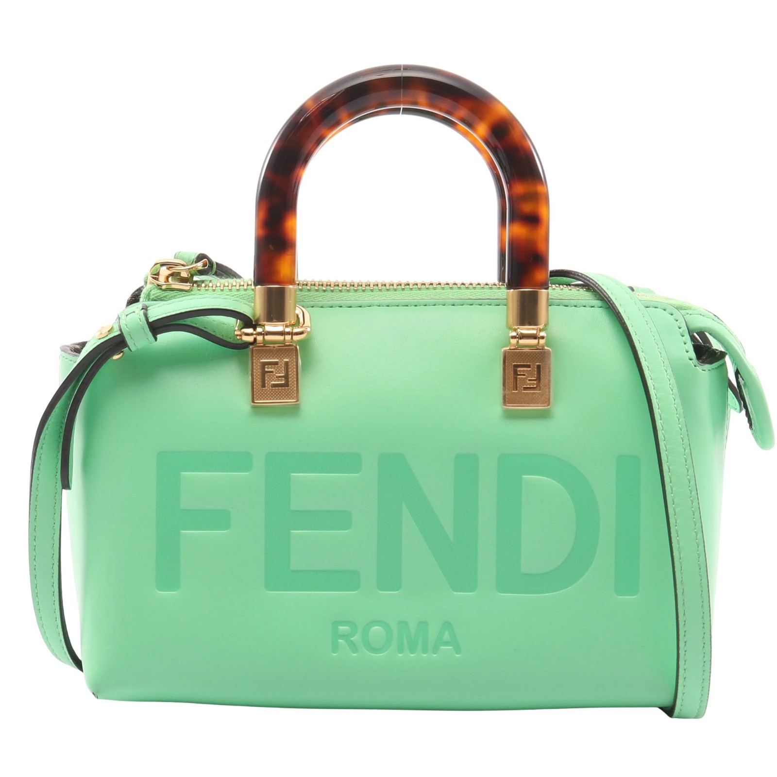 Fendi 2WAY Shoulder Bag Green Leather Women’s with Shoulder strap #RCB7917