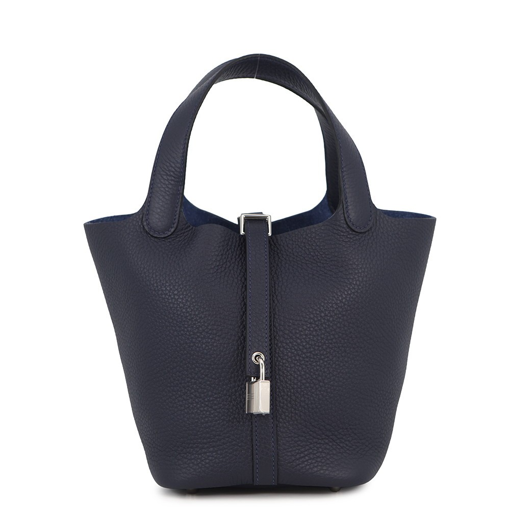HERMES Picotin Lock Size PM Taurillon Clemence Blue Nuit