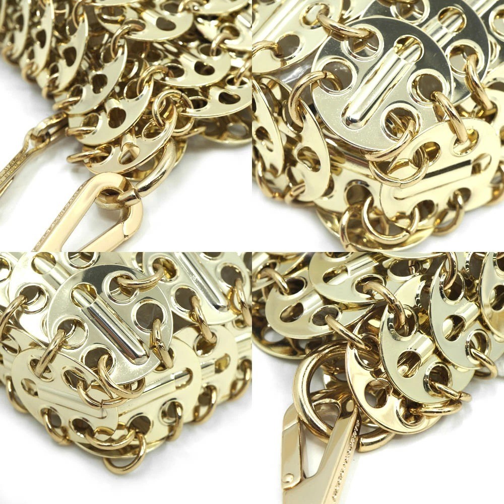 PACO RABANNE Gold Crossbody Shoulder Bag USED from Japan