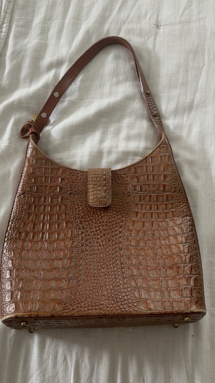 Dooney & Bourke brown crocodile handbag, magnetic closure with gold hardware