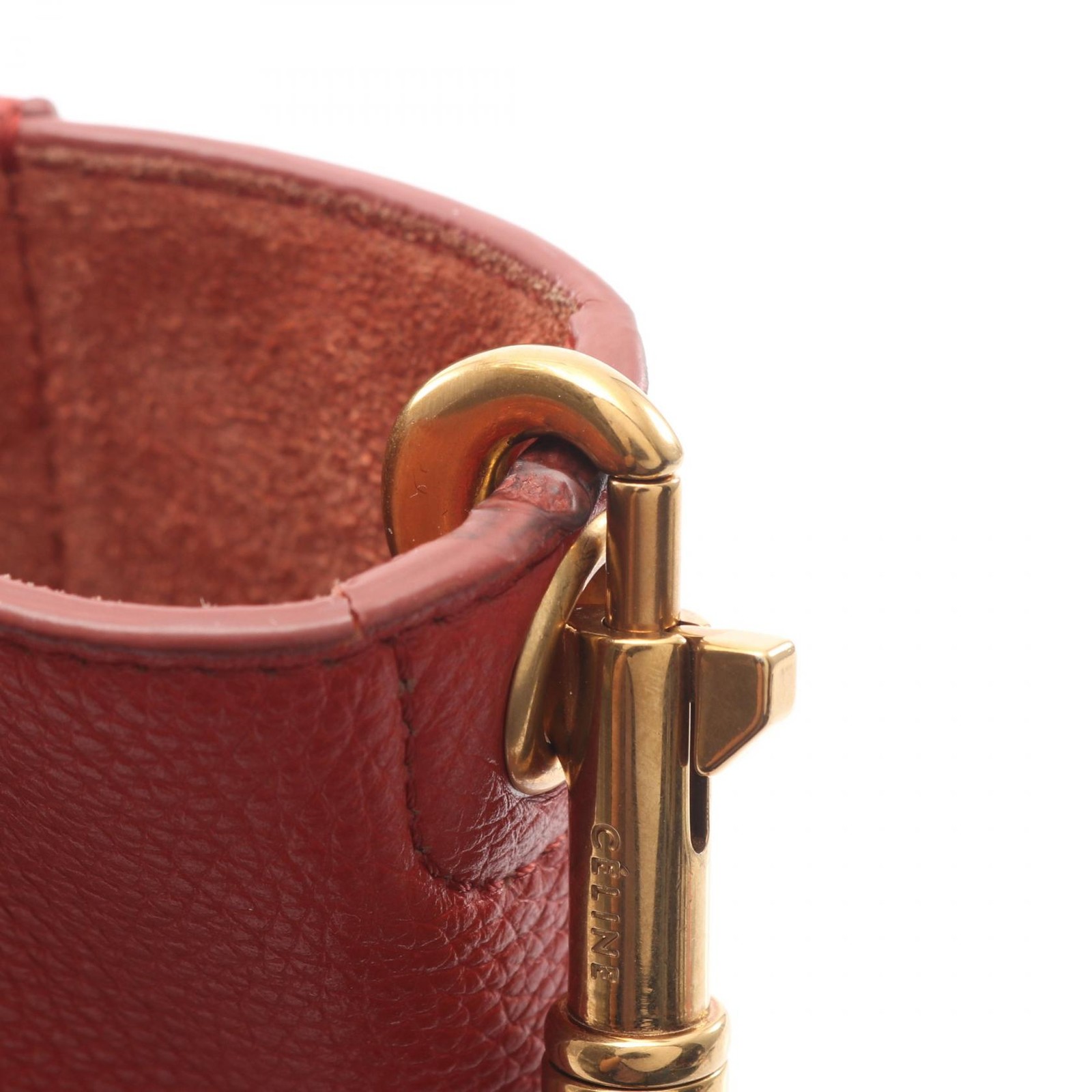 CELINE Sangle bucket small Shoulder Bag 178303 leather Red Used Women