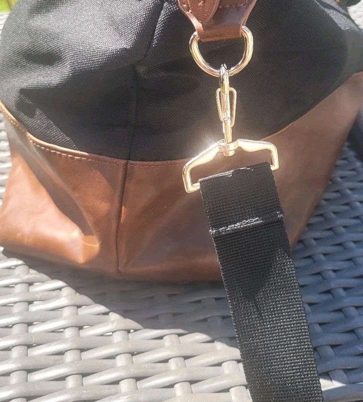 Von Maur Black Canvas Leather Brown Trim Weekemder Tote Bag