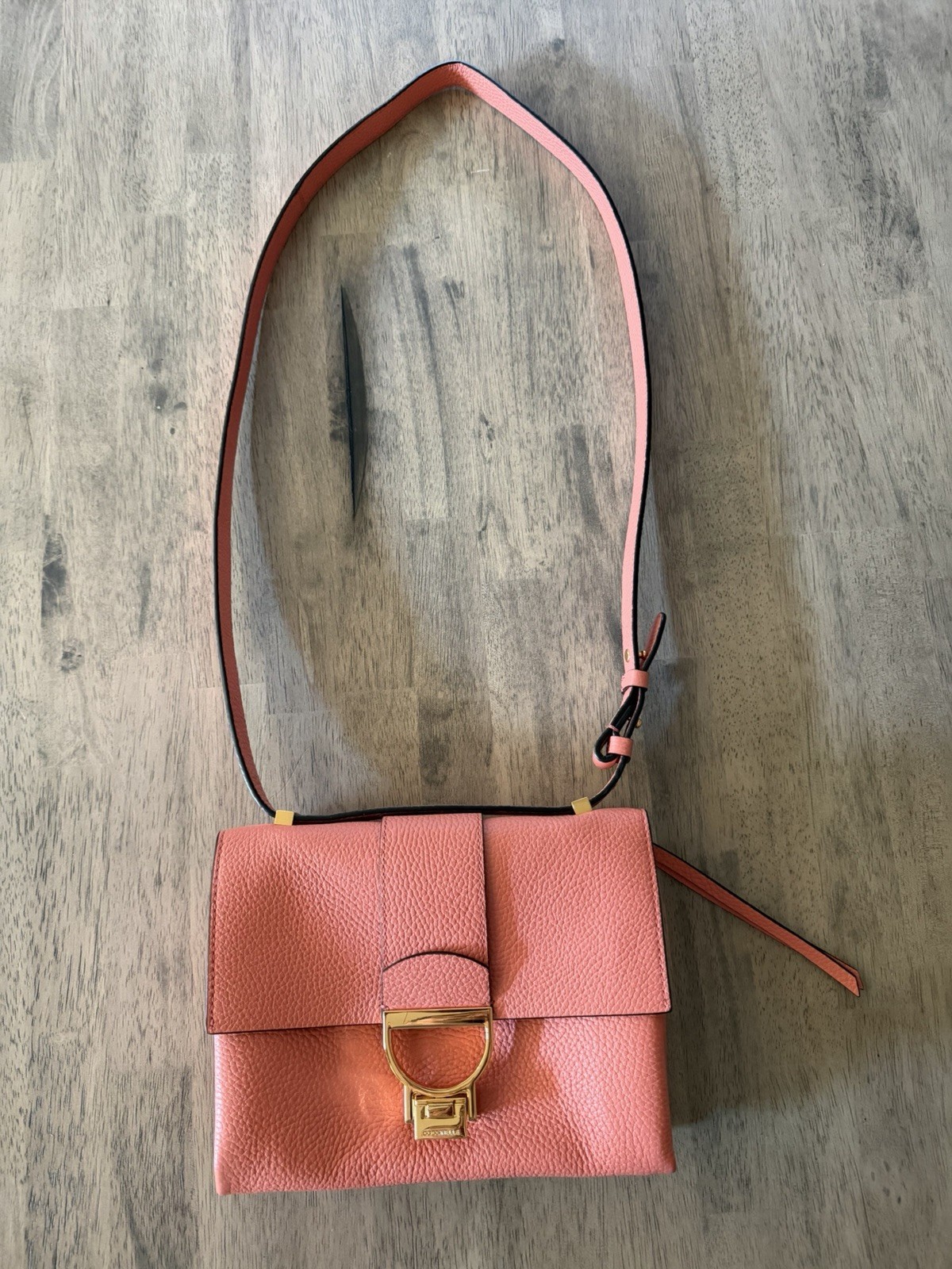 Coccinelle Arlettis Leather Crossbody Bag Chestnut/Coral Coloring Clean!