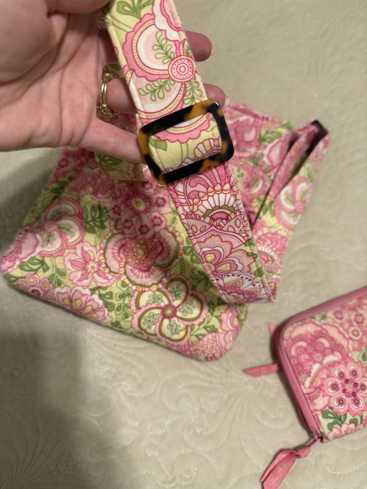 Vera Bradley Fall 2006 Petal Pink Quilted Crossbody Bag & Zip around Wallet