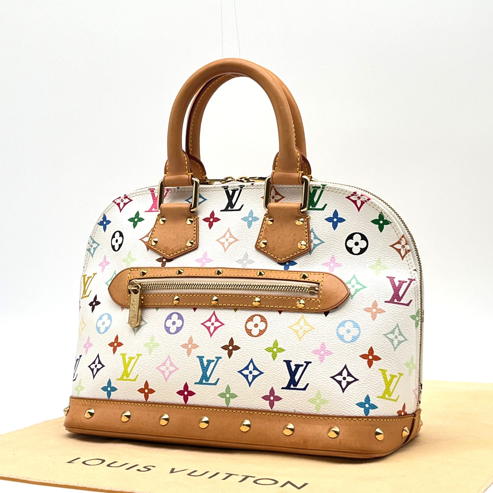 LOUIS VUITTON Alma Takashi Murakami Limited Multicolor Handbag Excellent Auth
