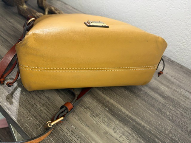 Dooney & Bourke Pebble Grain Leather Mustard Yellow Crossbody Shoulder Bag