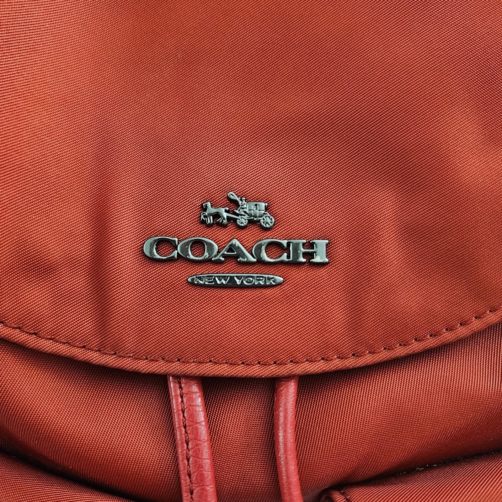 Coach Nylon Backpack Red Billie Charlie F58814 Silver Hardware Drawstring Bag