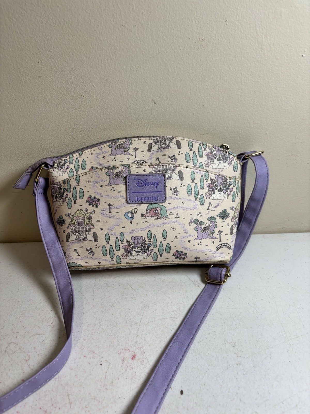 Loungefly Disney Alice In Wonderland Pastel Map Crossbody Bag Collaboration EUC