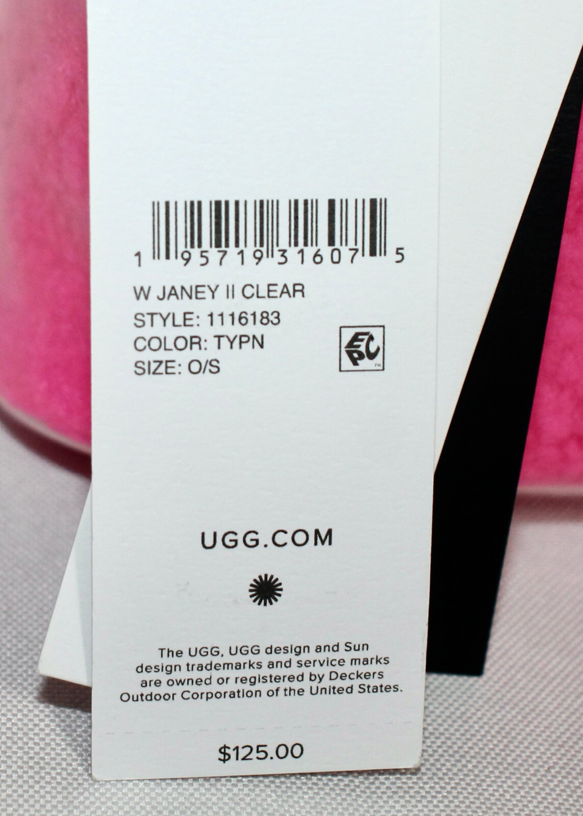 UGG Janie II Crossbody Clutch/Waist Bag Clear PU Pink Sheepskin 1116183