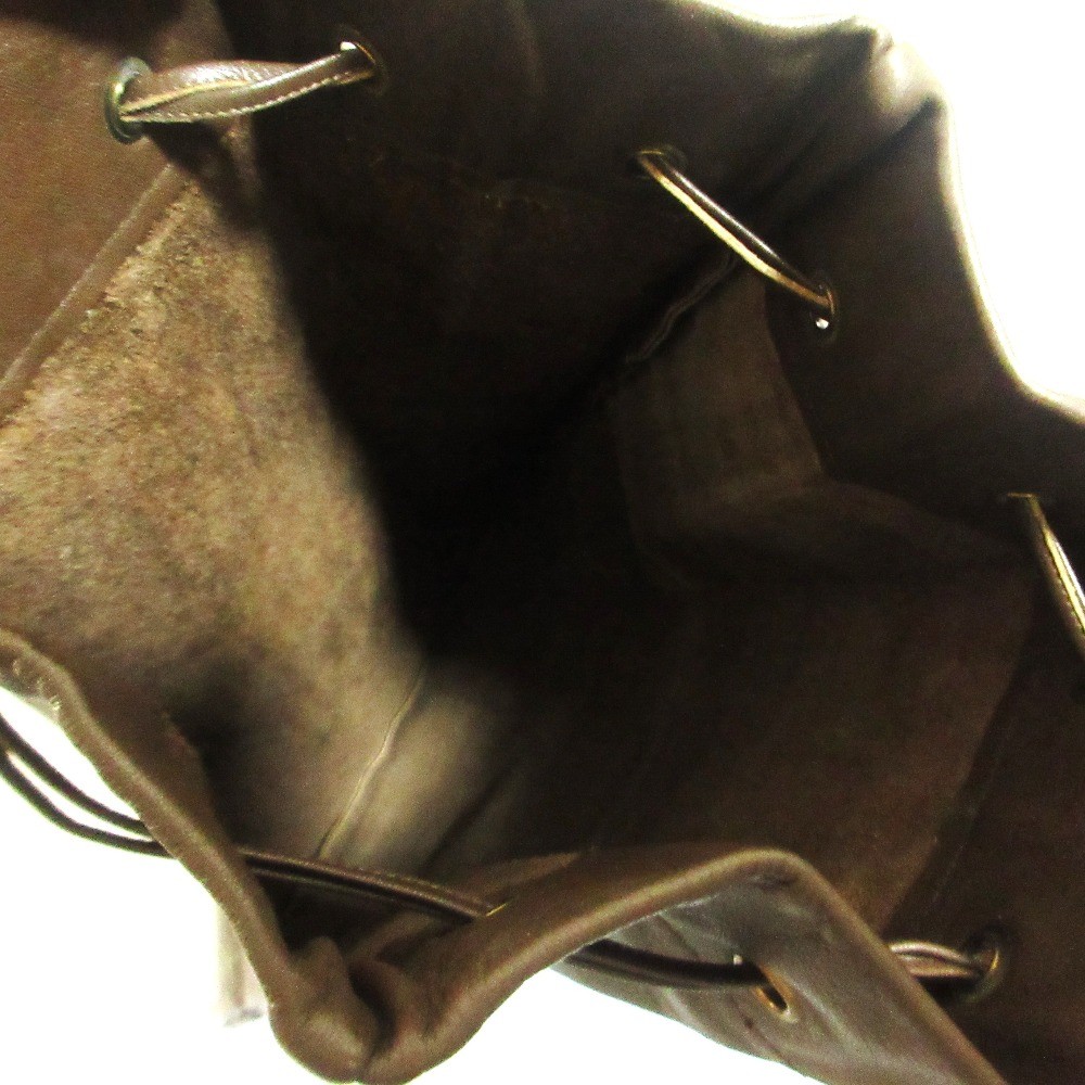 HIROFU Leather Drawstring Bag, Brown Women USED