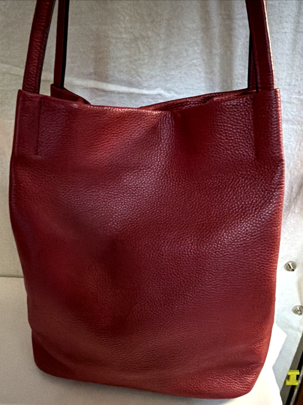 Kattee Red Leather Shoulder Bag Soft Pebbled Very Nice!