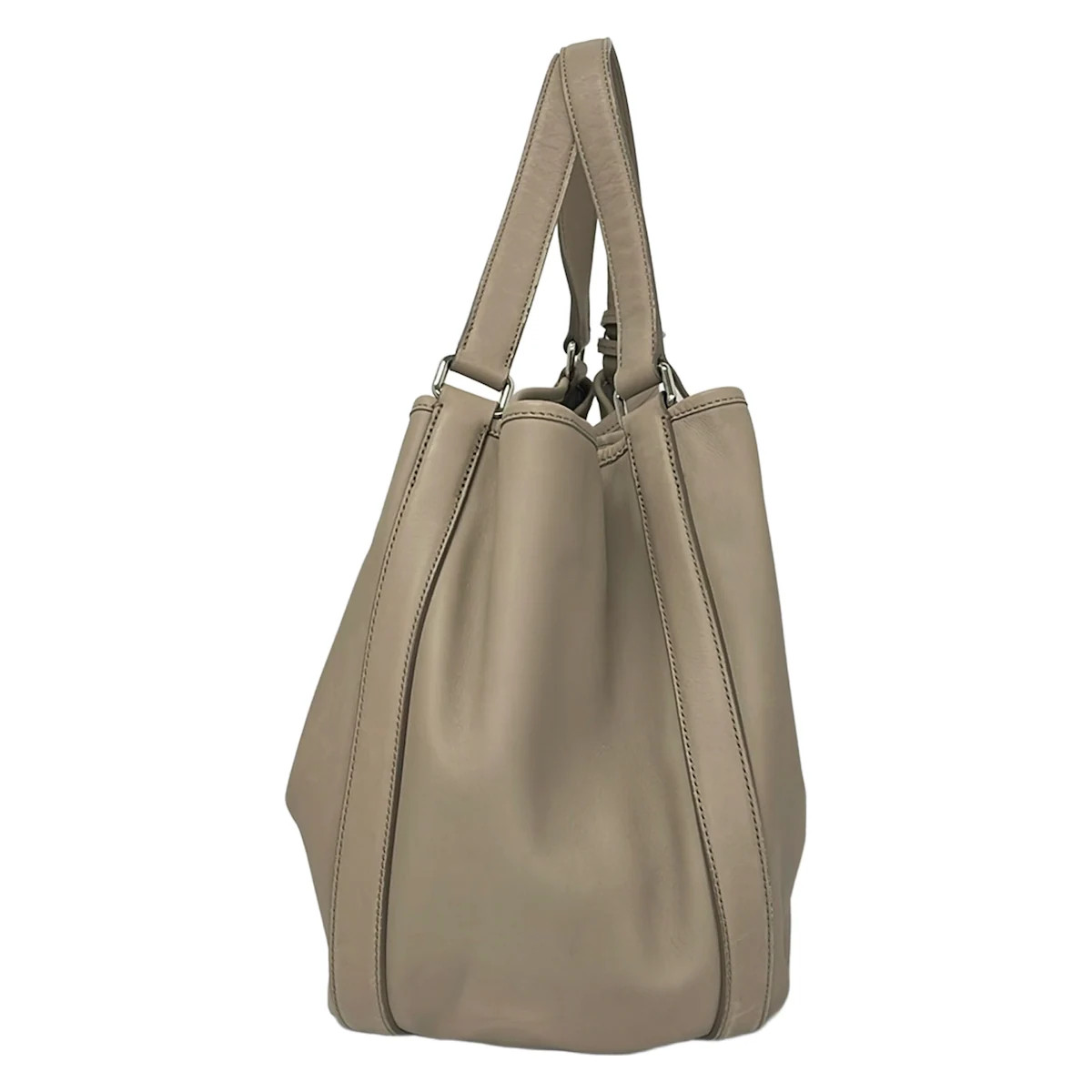 HIROFU Gray Leather Tote Bag