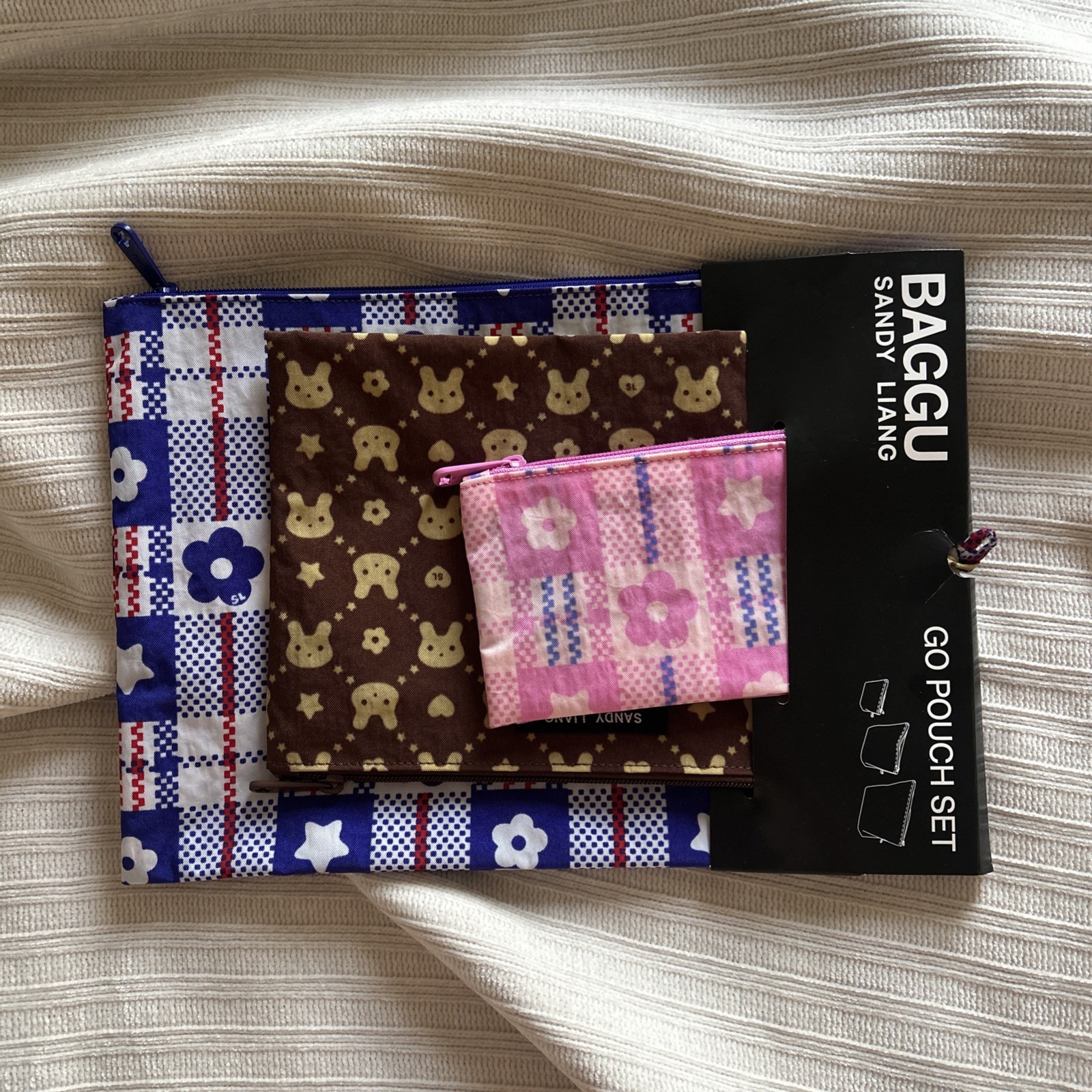 Sandy Liang X BAGGU Go Pouch Set 3Pack NWT