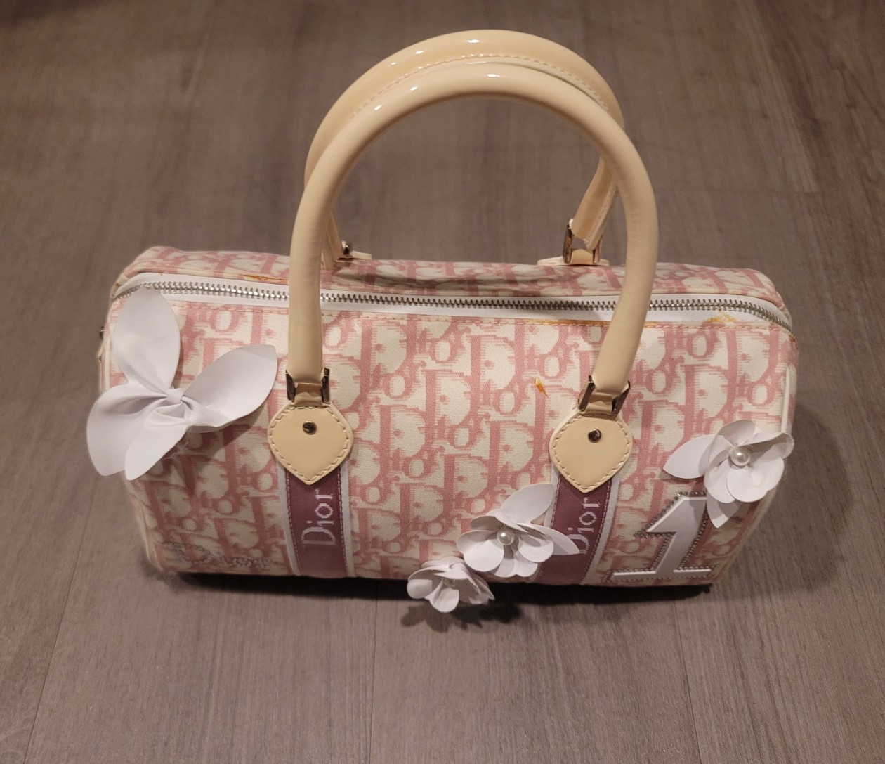 Christian Dior Pink Trotter Logo Zip-Top Top Handle Small Bag w/ Dust Bag