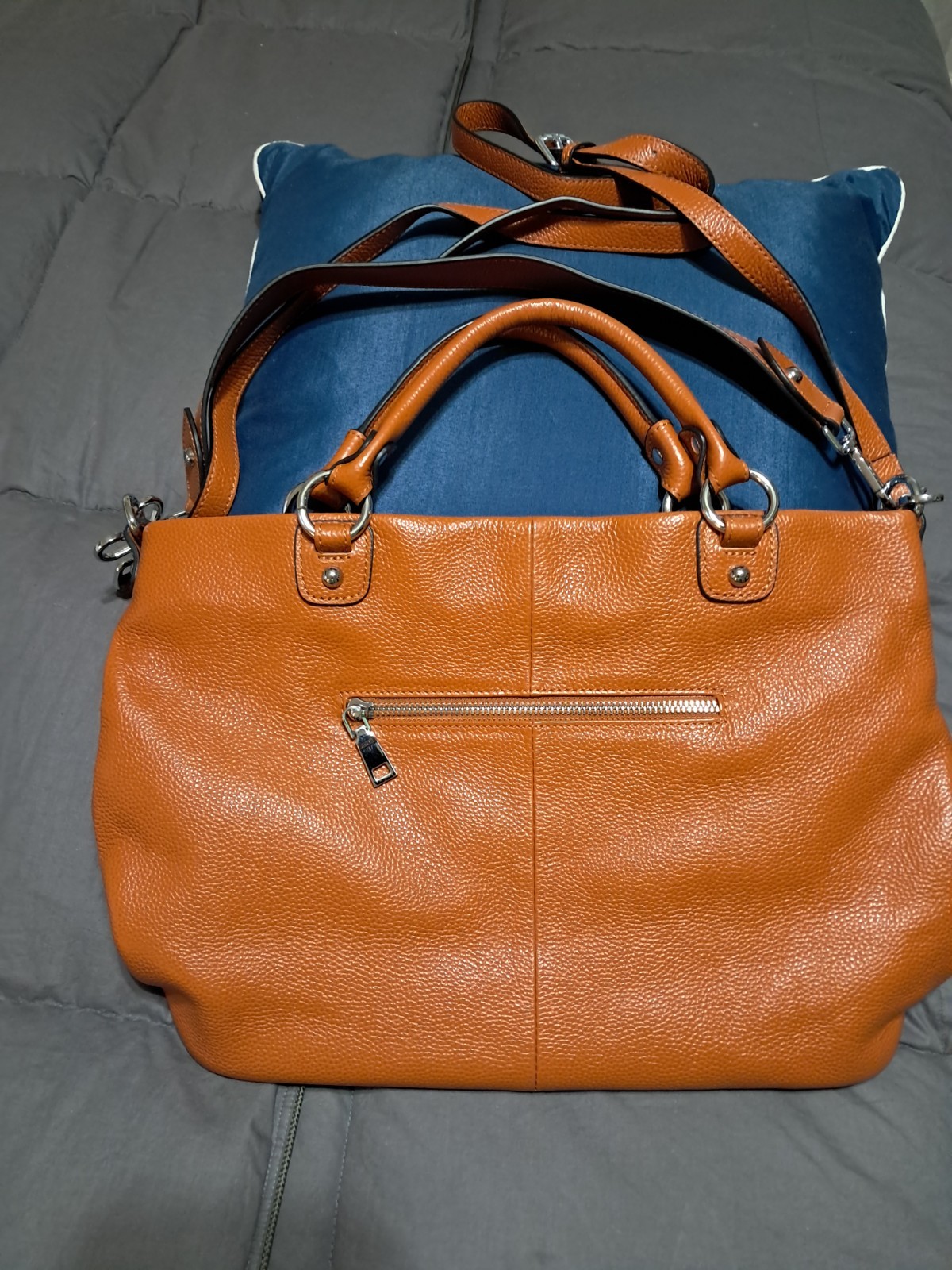 Beautiful Congnac Kattee Brand Crossbody Shoulder Hand Strap Bag Pebble Leather