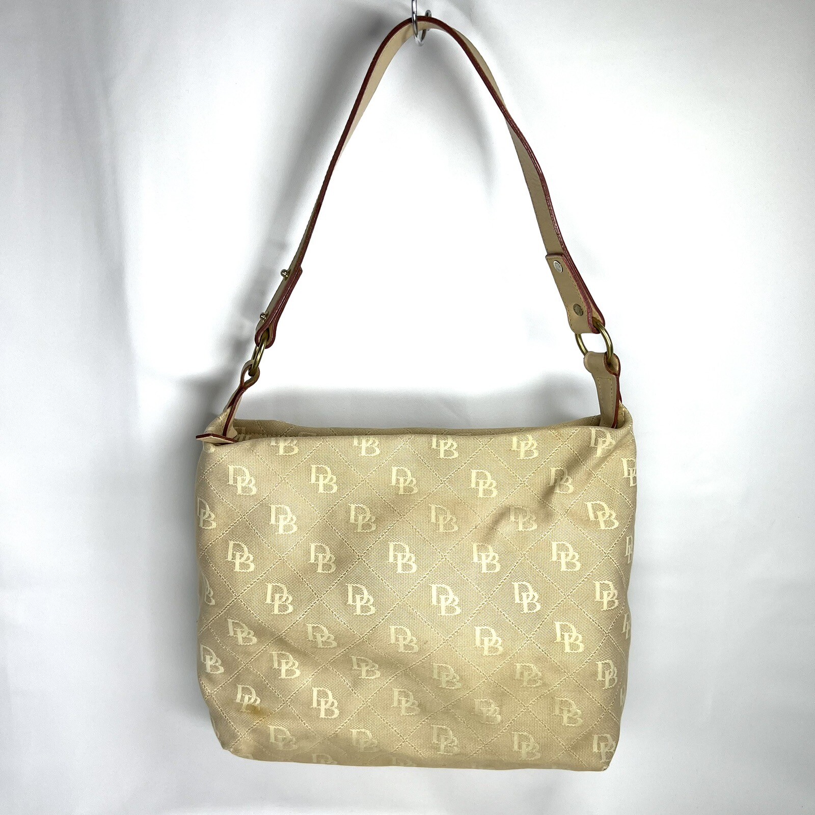 Dooney & Bourke Signature Medium to Large Hobo Shoulder Bag Cream Taupe EUC SEE