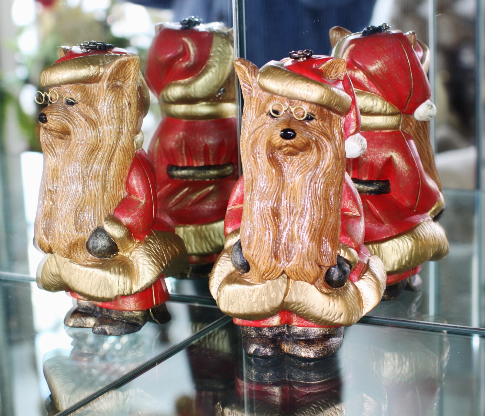 TIMMY WOODS YORKIE YORKSHIRE TERRIER DOG PURSE CLUTCH MINAUDIERE CHRISTMAS SANTA