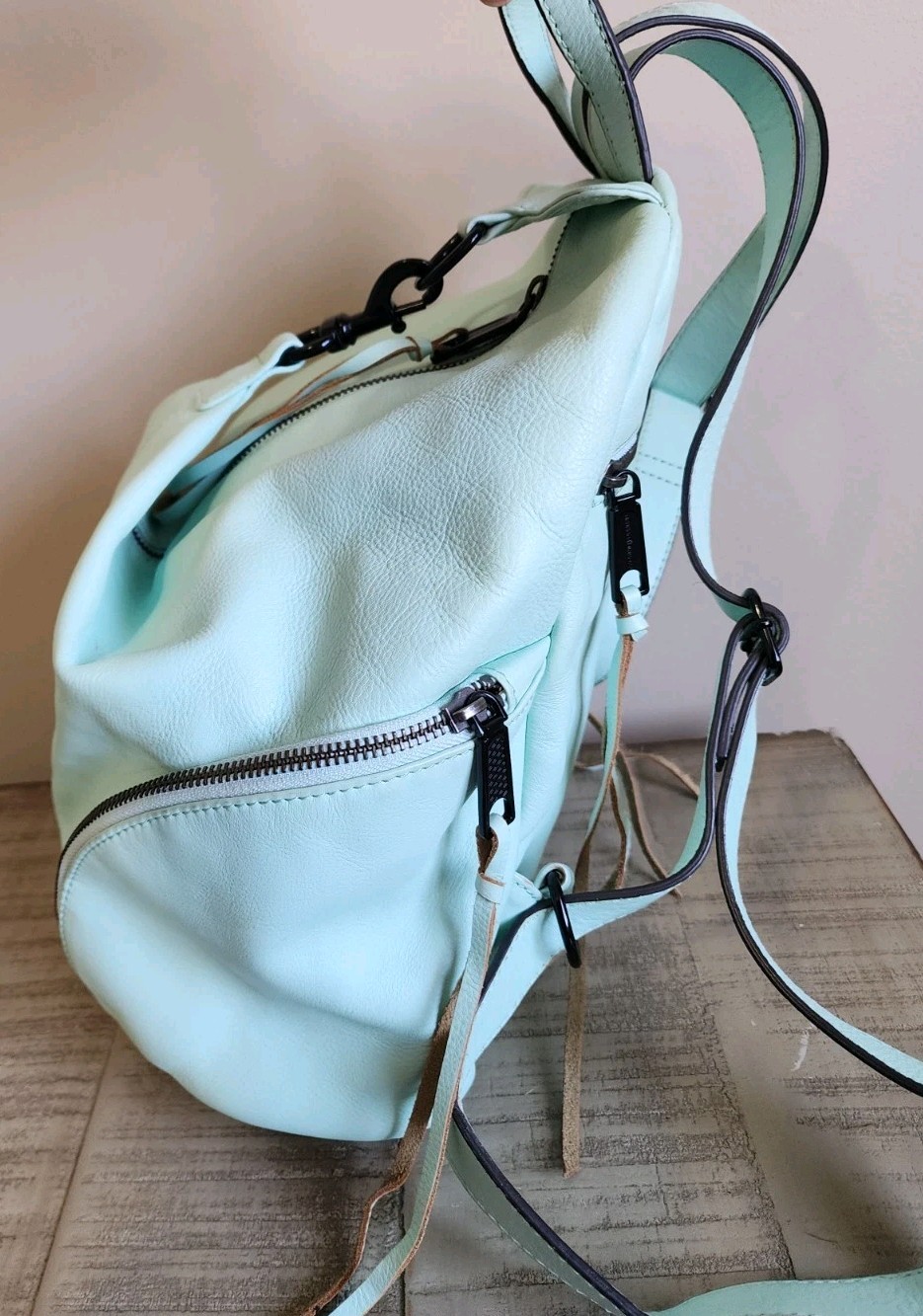 Rebecca Minkoff Julian Backpack in Mint Smooth Leather