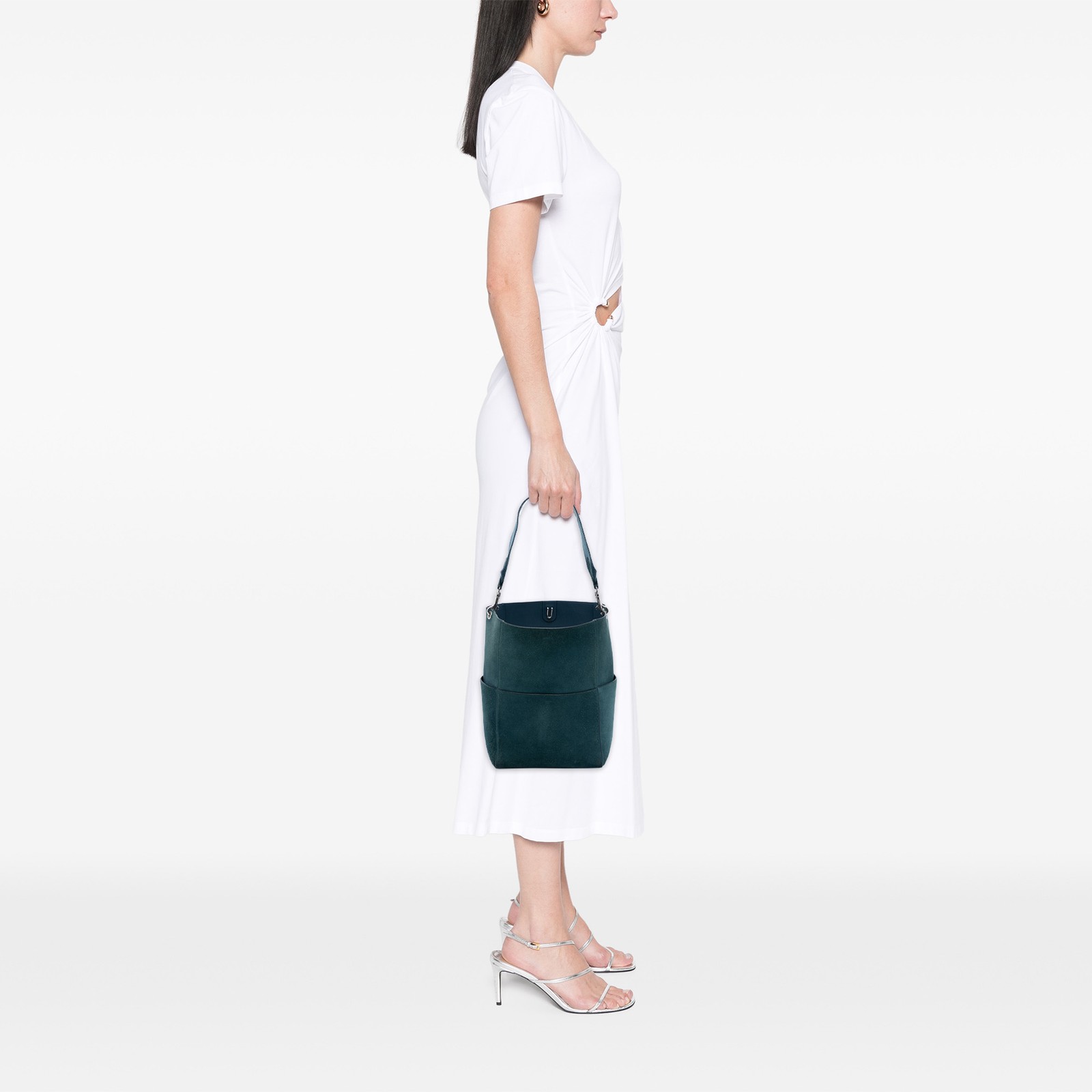 Celine Medium Suede Seau Sangle Bucket Bag Pre-Loved Peacock