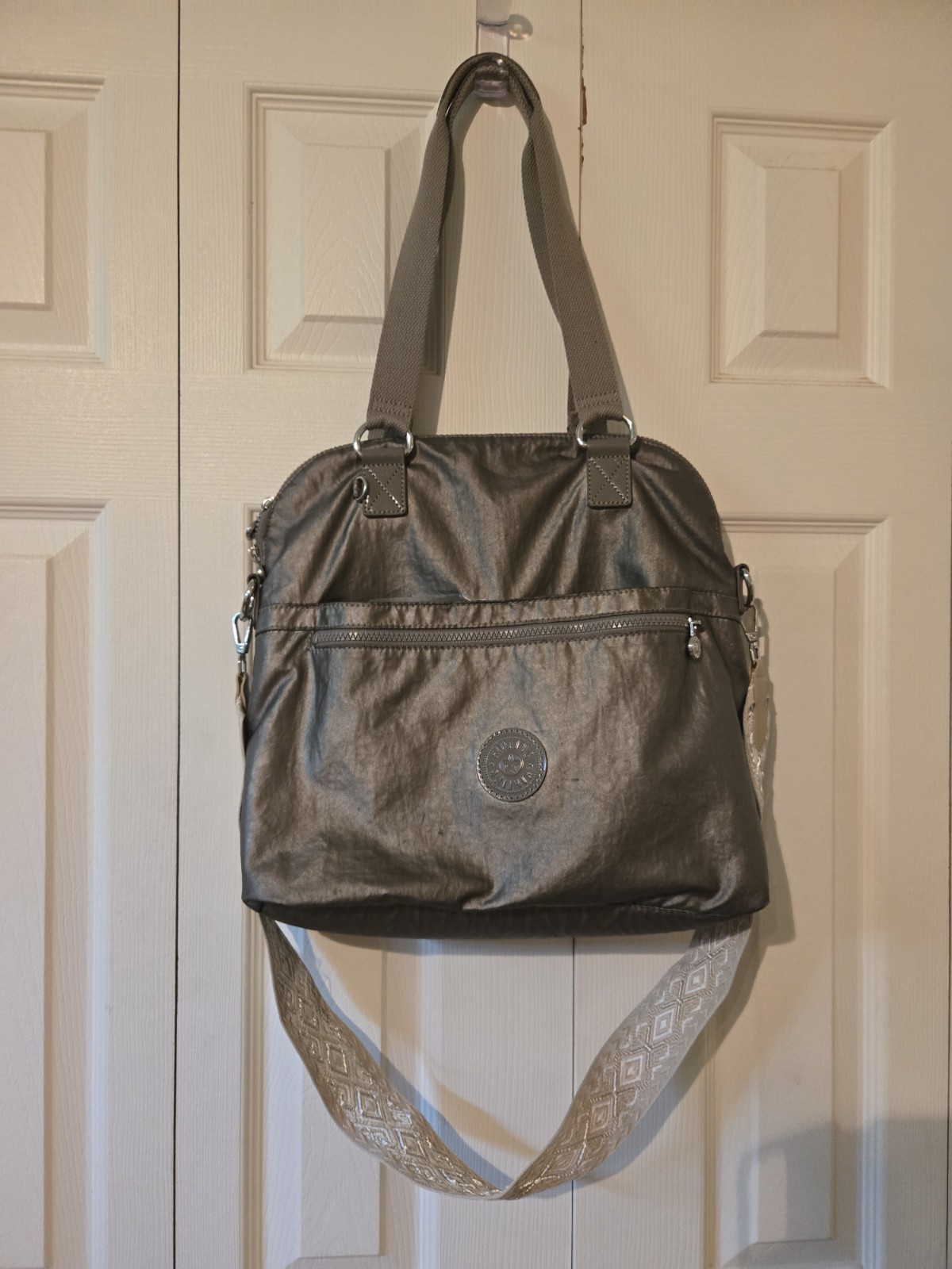 KIPLING Felicity Taupe Nylon Large Tote Crossbody Handbag