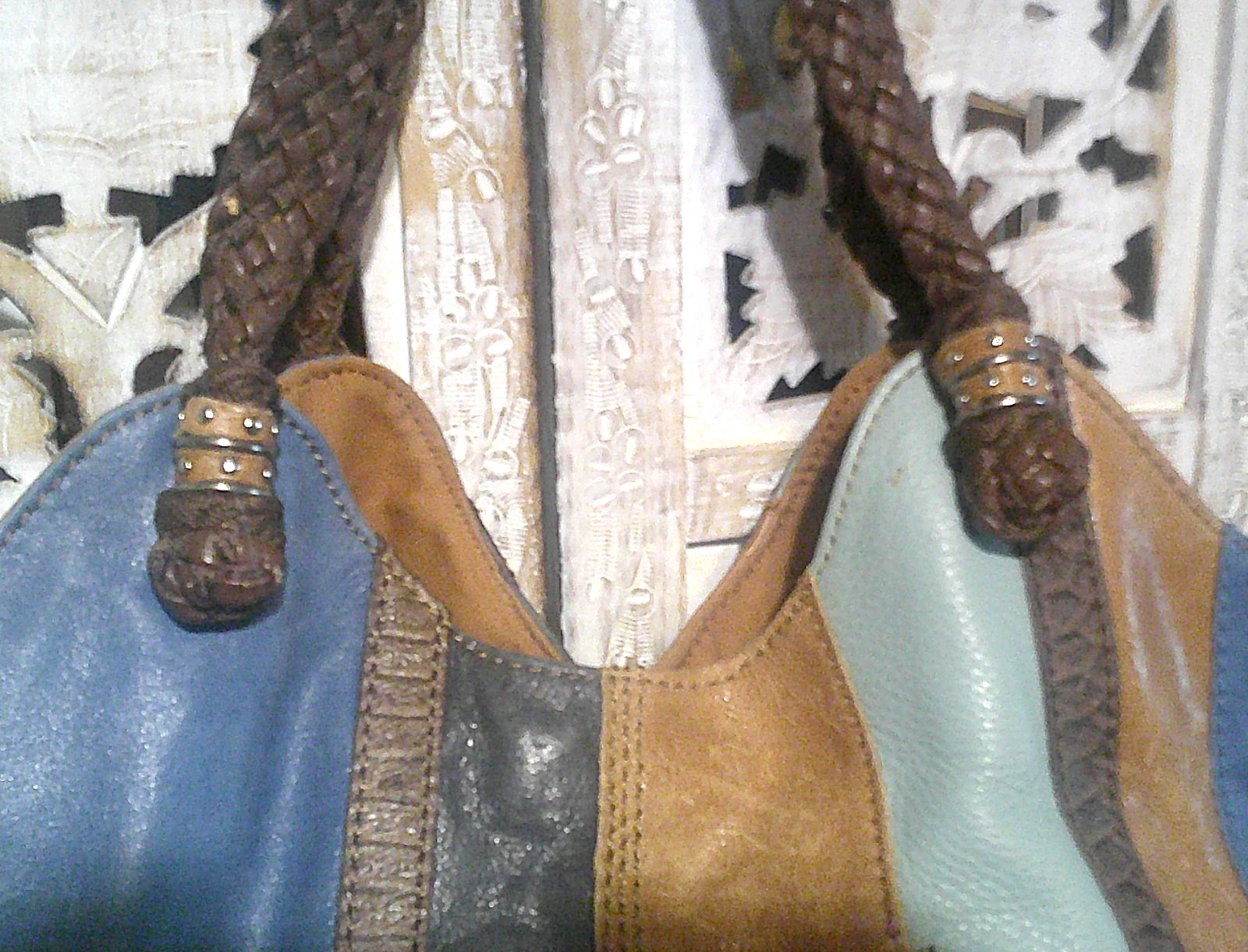 The Sak – Blue and Turquoise Color Block Leather Hobo Bucket Bag
