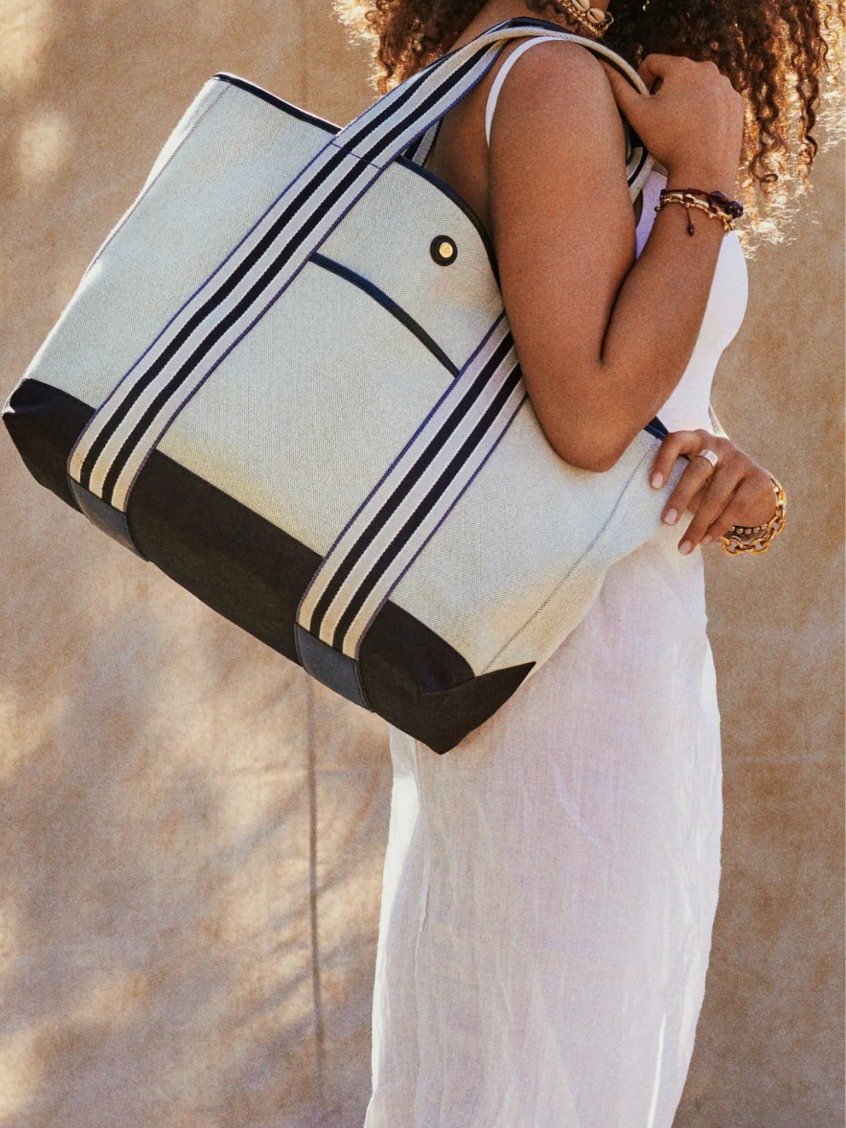 Authentic Paravel LARGE Domino Black Cabana Tote – chic durable stylish canvas