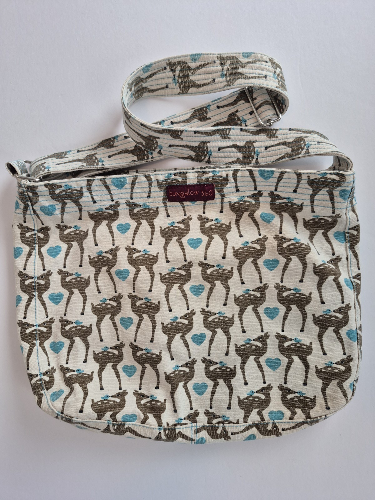 Bungalow 360 Canvas Messenger Bag – Deer & Blue Bird Print