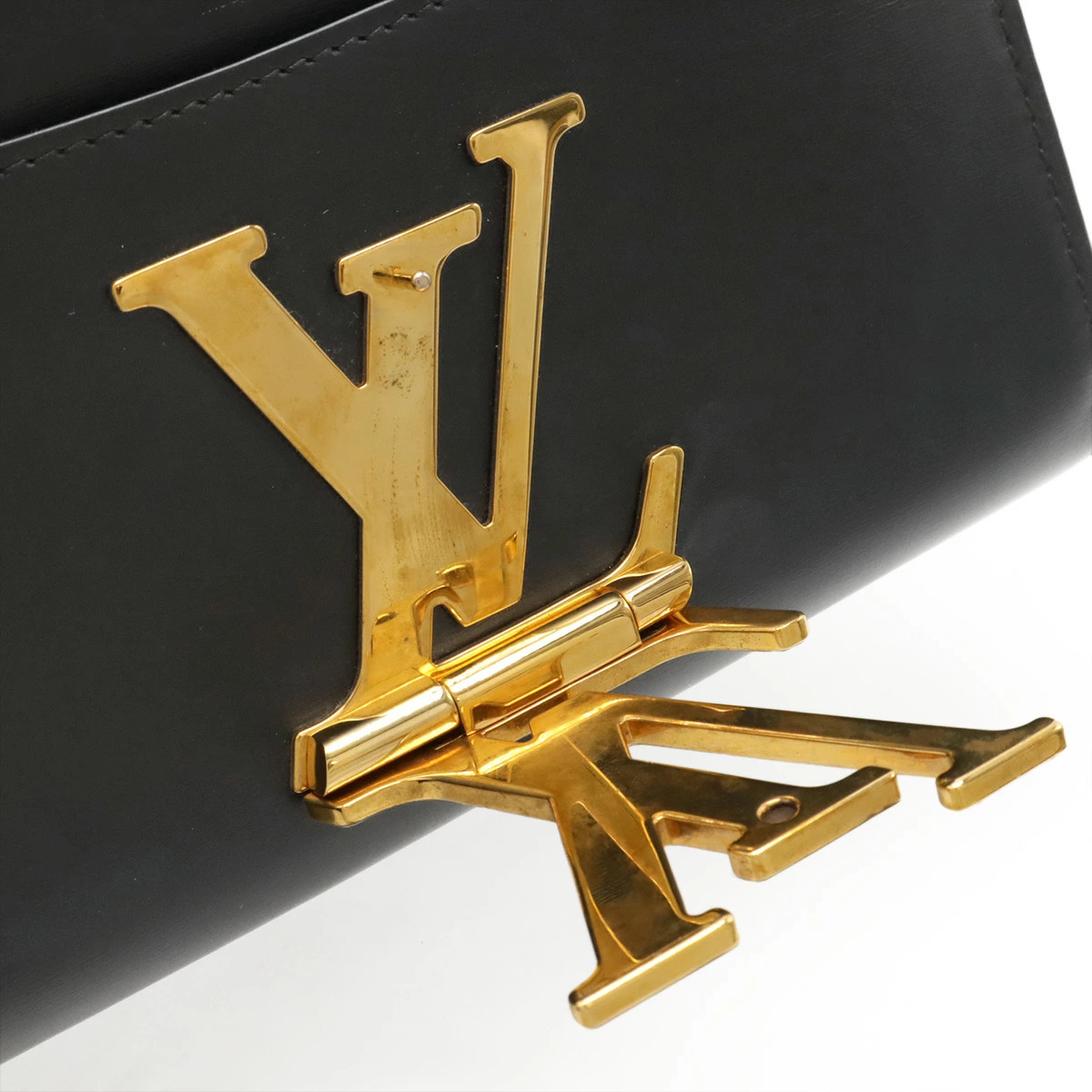 Louis Vuitton Pochette Louise MM Shoulder Bag Chain Leather Noir Black