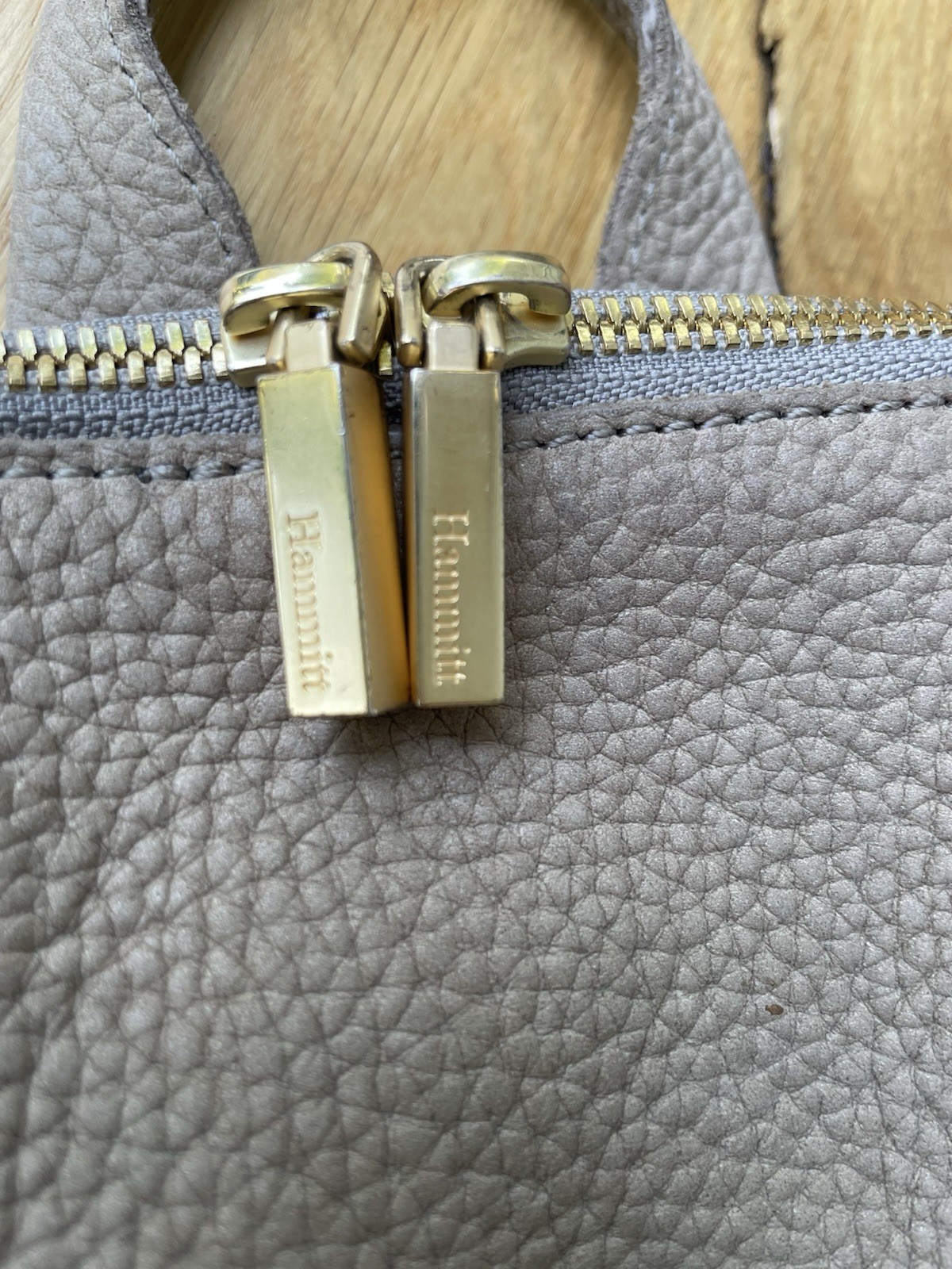 Hammitt Pebble Leather Mini Backpack Taupe With Pink Interior
